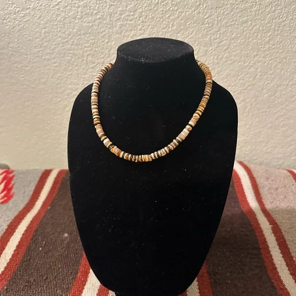 Hand Crafted Earthy Multi Colored Spiny & Sterling Silver Beaded Necklace - Picture 1 of 3